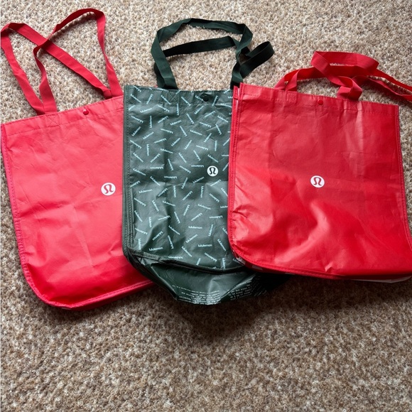 3 Large LuluLemon Bags - Red & Green reusable bags - Picture 1 of 1